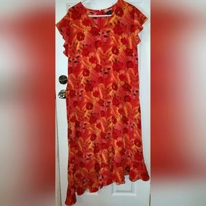Red Floral Print Light flow Dress